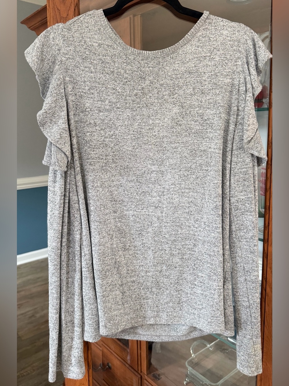 GAP Open-Shoulder Heather Gray Knit Top